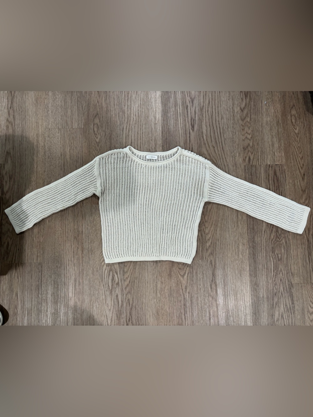 Club Monaco Cream Open-Knit Crewneck Sweater